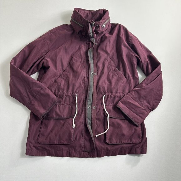 Abercrombie &‎ Fitch Jacket Womens Small Purple Full Zip Hidden Hood Drawstring - Picture 1 of 11